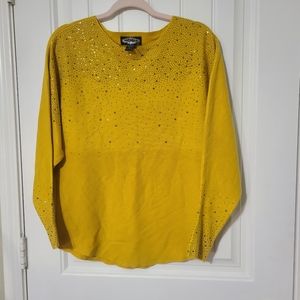 Oliver.o Embellished Long Sleeve Gold Sweater Size M